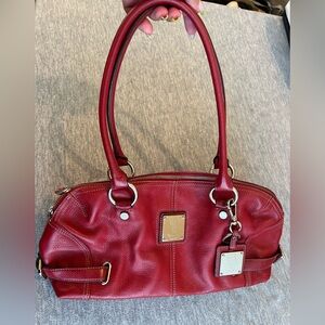 Tignanello Bowler Leather Handbag Red Pebbled women’s classic casual everyday